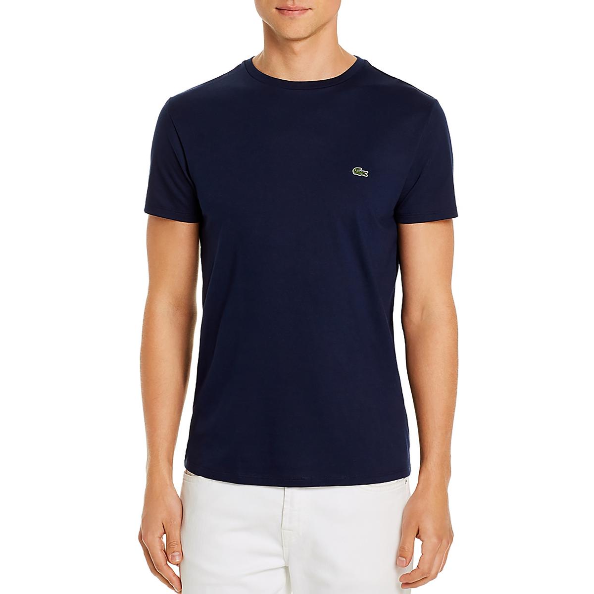 

Мужская хлопковая футболка с круглым вырезом Lacoste, темно-синий