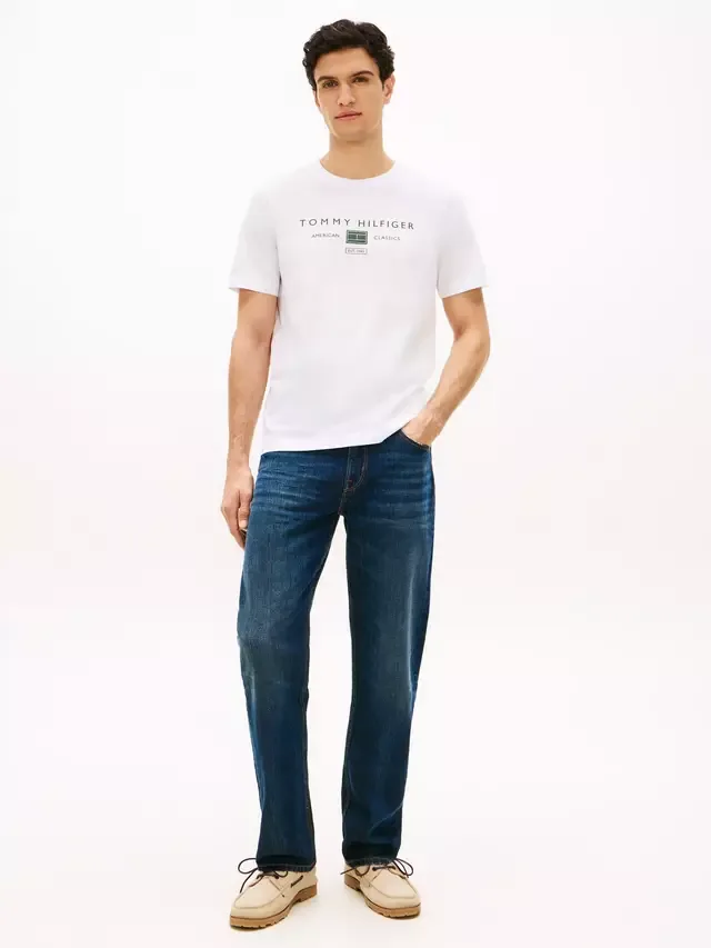 Футболка с логотипом Jersey Logo, стандартного кроя, белая Tommy Hilfiger — фото 2