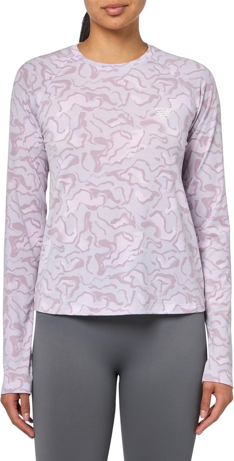 

Футболка Columbia Womens PFG Uncharted Knit Long Sleeve, Lavender Pearl Swamplands, Белый, Футболка Columbia Womens PFG Uncharted Knit Long Sleeve, Lavender Pearl Swamplands