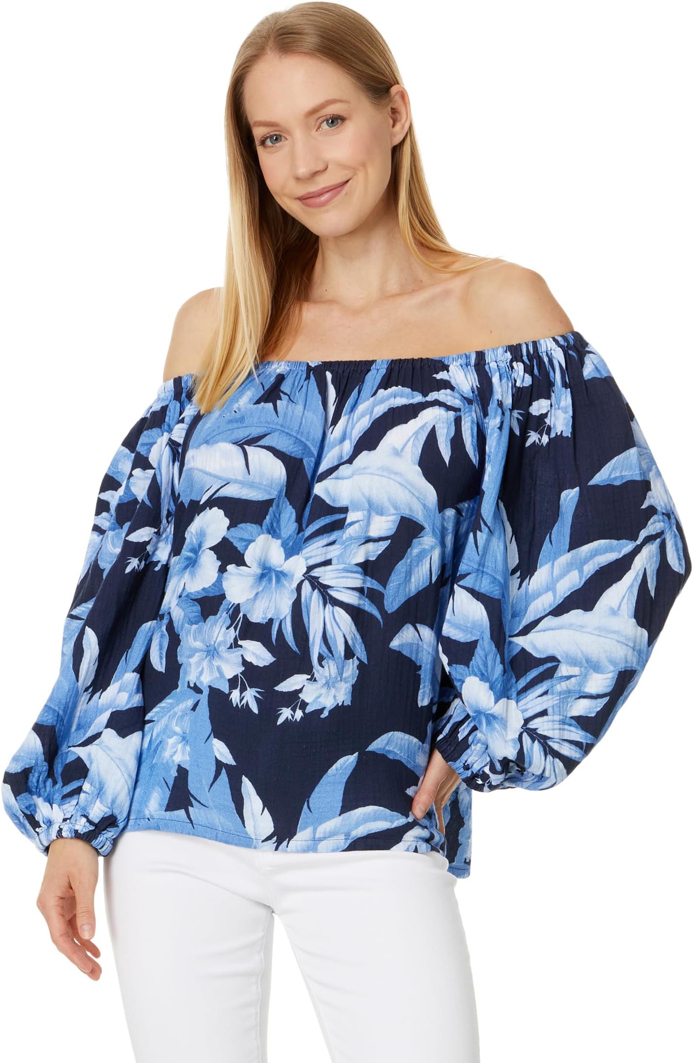 

Платье Tommy Bahama Daybreak Hibiscus Ots Top, цвет Island Navy