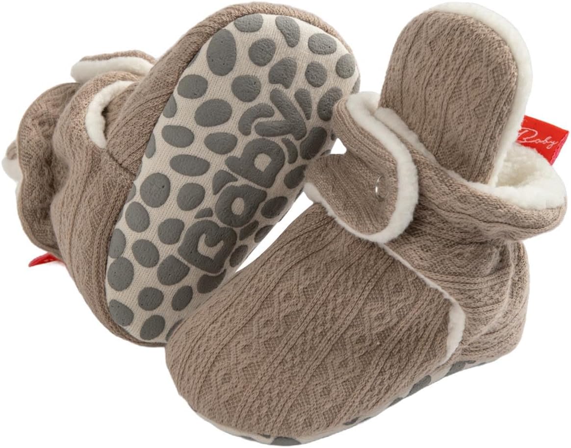 

Детские зимние носочки-ботинки Ctreela для первых шагов с противоскользящей резиновой подошвой, свитерные тапочки, вязаные милые кроссовки для малышей, коричневый