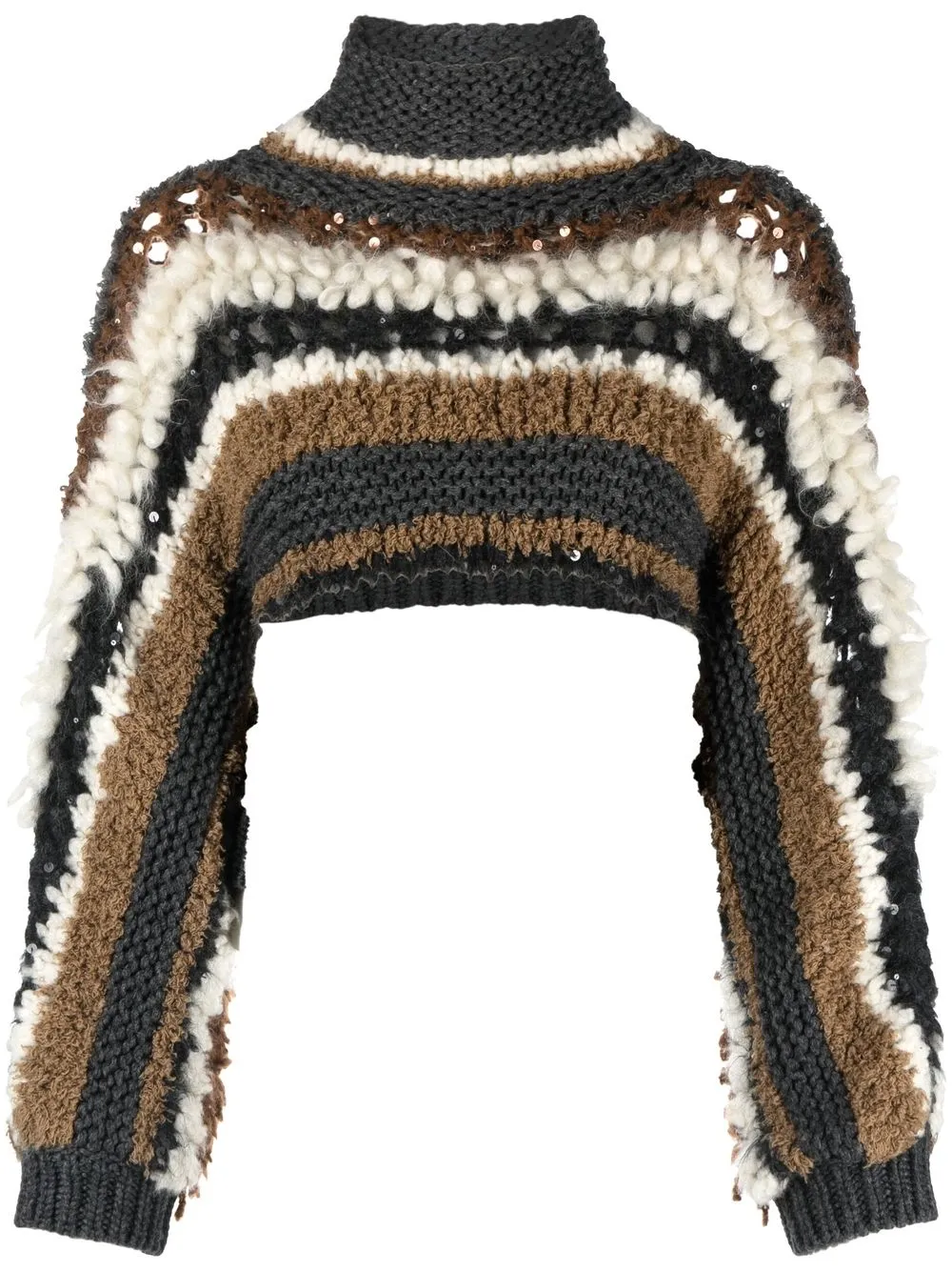 

Кашемировый джемпер в стиле колор-блок Brunello Cucinelli, серый