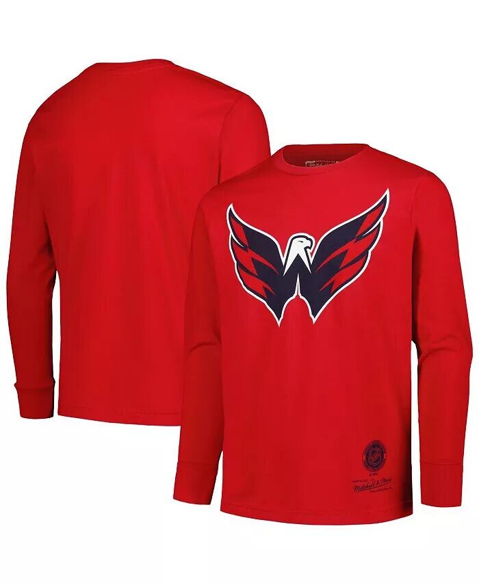 

Красная футболка с длинным рукавом и логотипом Big Boys Washington Capitals Throwback Mitchell & Ness, красный