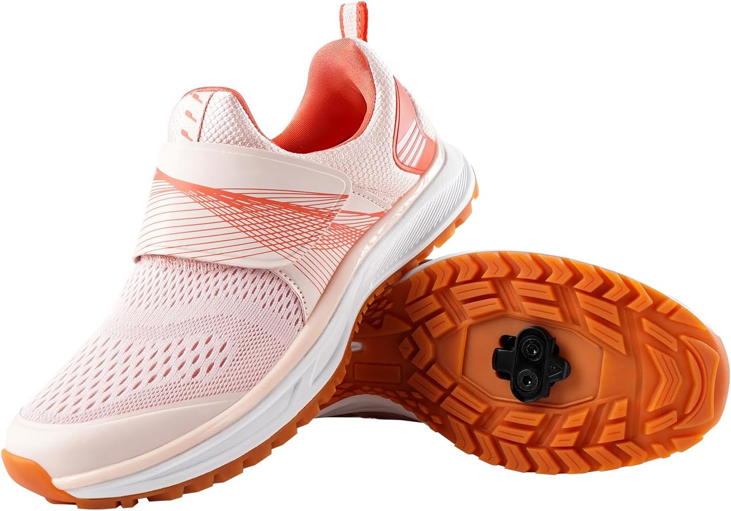 

Велотуфли для женщин Spinning - совместимы с SPD, для велосипедов в помещении и на улице, дышащие и комфортные шоссейные велотуфли с заранее установленными зацепами Rosrabit, розовый