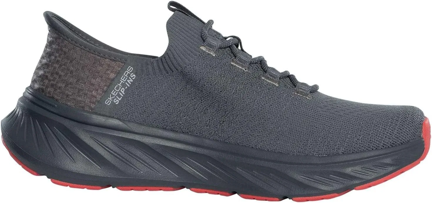 Мужские кроссовки Skechers Edgeride Raygo Hands Free без шнурков, Charcoal Knit Red Trim — фото 3
