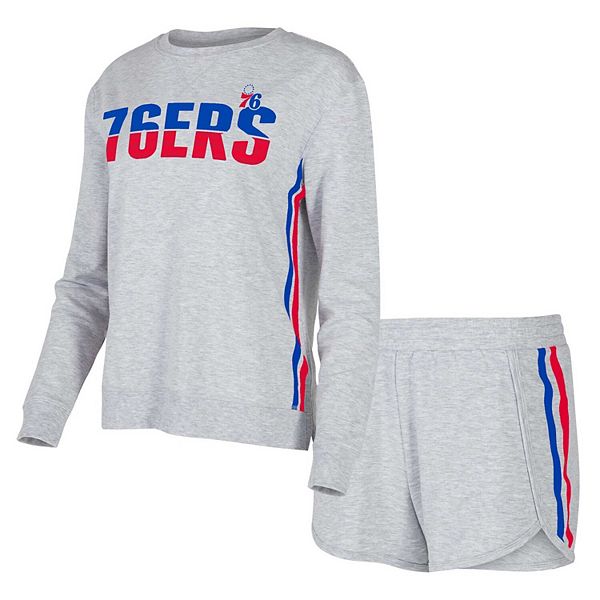 

Женский комплект для сна с длинным рукавом и шортами concepts sport gray philadelphia 76ers cedar Unbranded