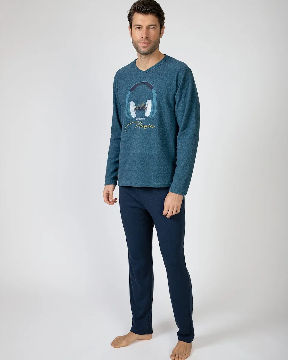 

Мужской длинный трикотажный пижама Massana, темно-синий