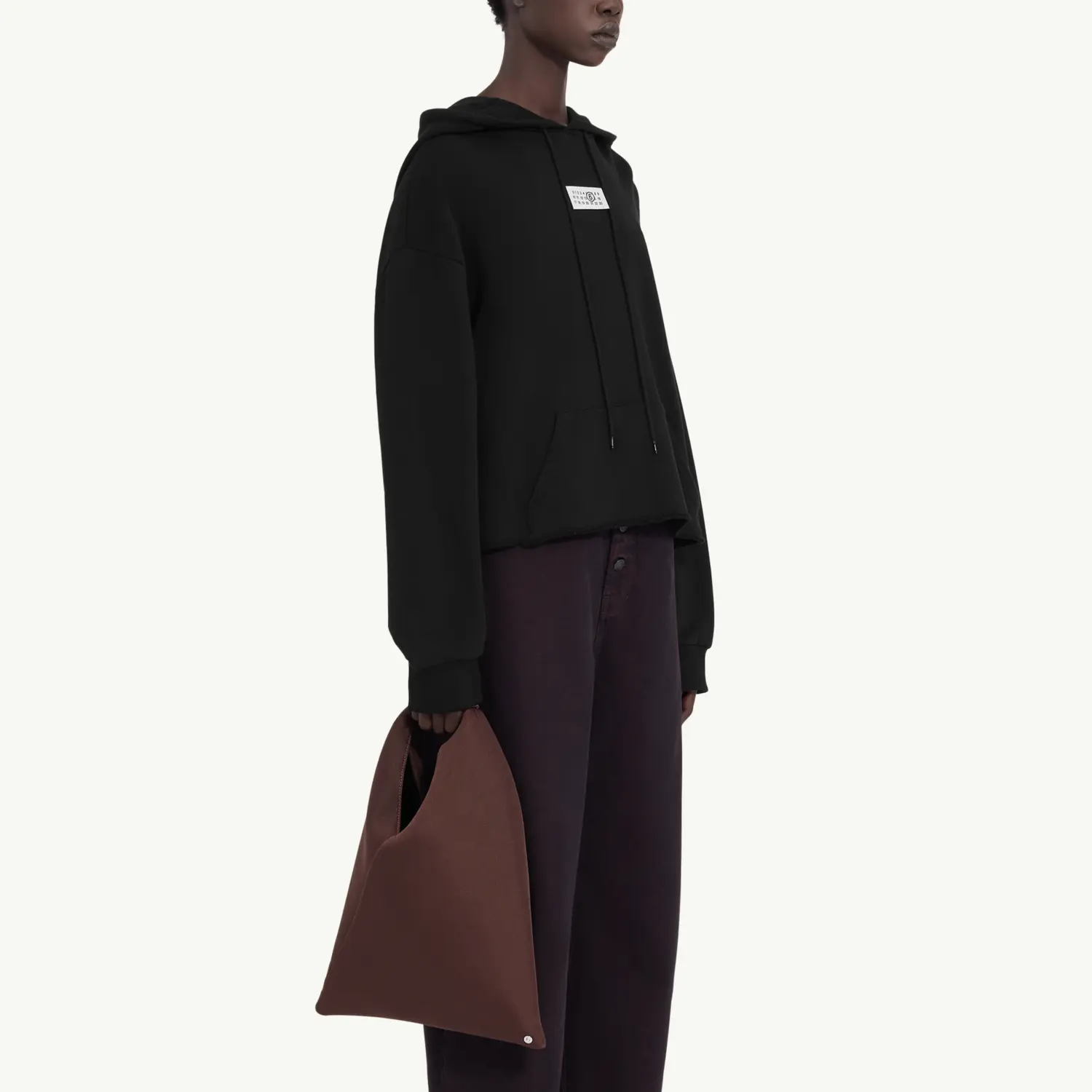 Толстовка с капюшоном на шнурке и нашивкой с логотипом MM6 Maison Margiela, черный — фото 4