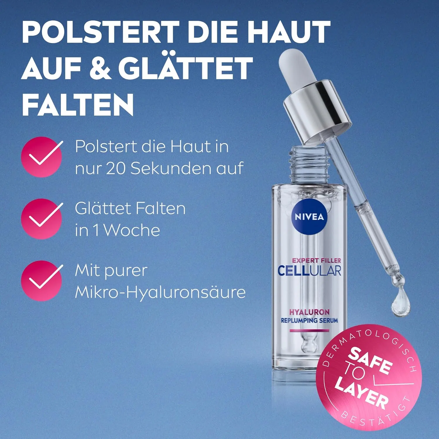 Сыворотка Nivea — Гиалуроновая «Cellular Expert Filler Replumping» от, 15 мл — фото 2