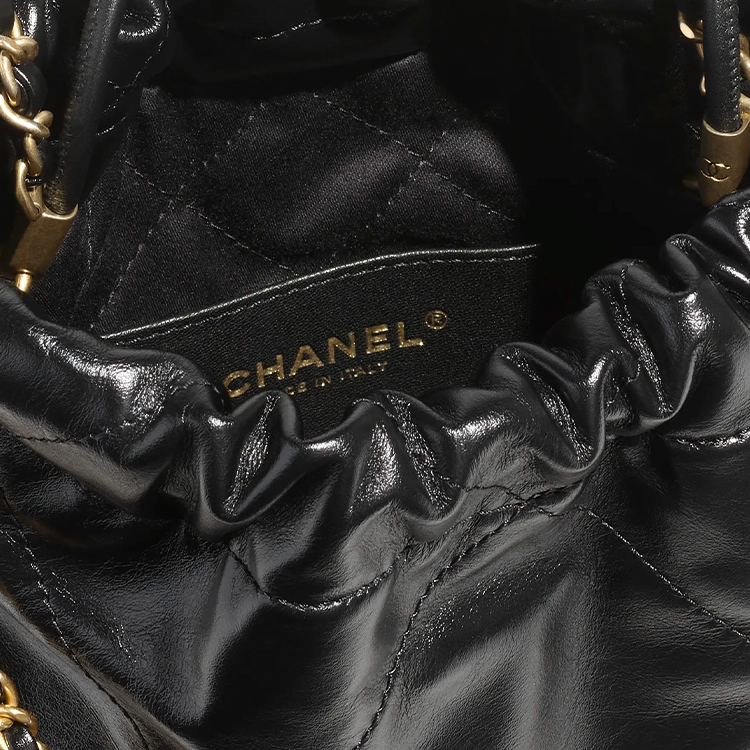 CHANEL Сумка 22Bag Shiny Calfskin, ведро, кроссбоди, мини-сумка через плечо, женская, черная — фото 4