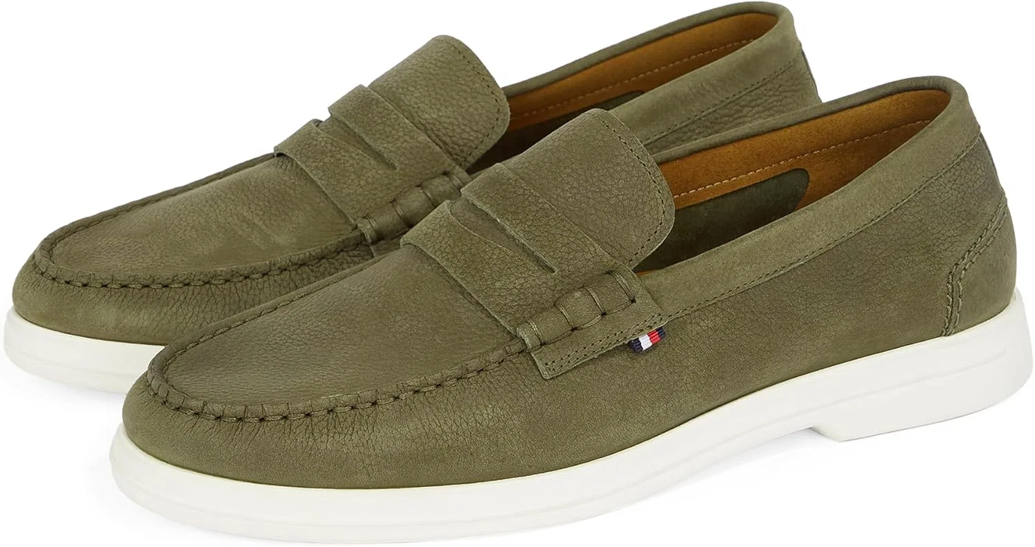 Tommy Hilfiger Herren Лоферы из нубука от Leder, Khaki Army Green — фото 3