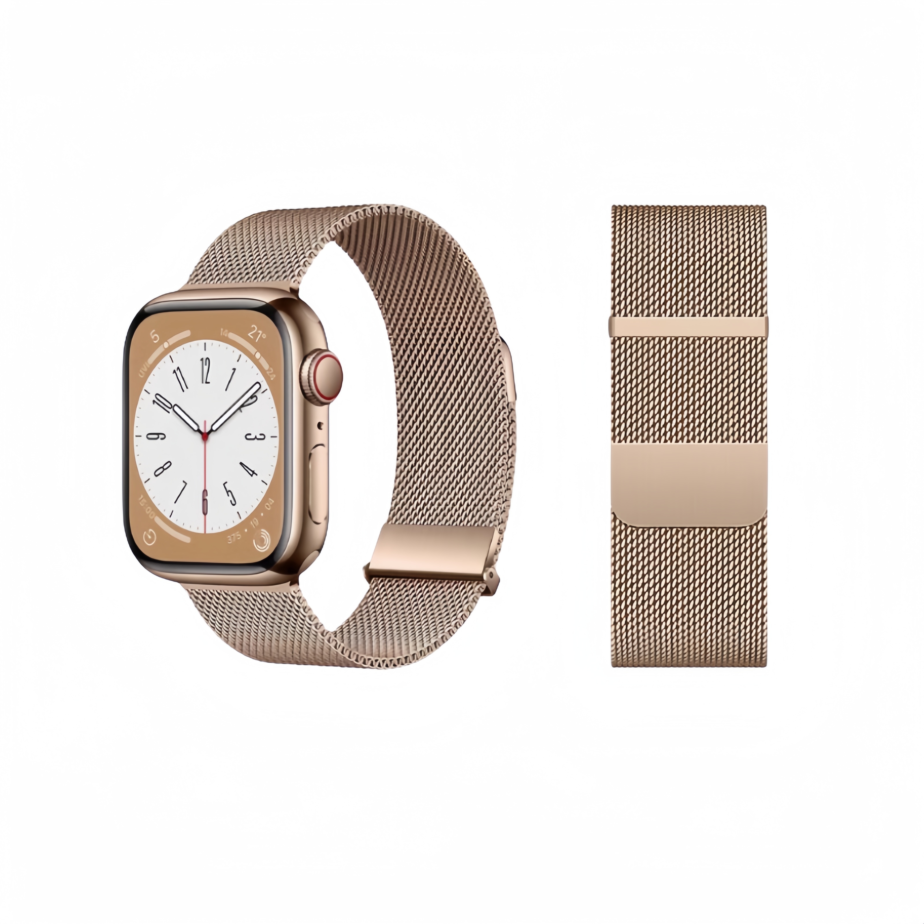 

Ремешок Apple, совместимый с металлом, часы iWatch S10/S9/SE/8, 180 мм, 46-дюймовый циферблат Akkerds, Starlight color|double section double magnetic