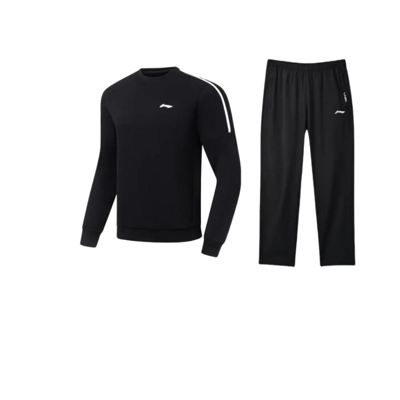 

Повседневная спортивная одежда унисекс серии LiNing Fitness, Clothing Sets (Black Sweatshirt+Black Pants)