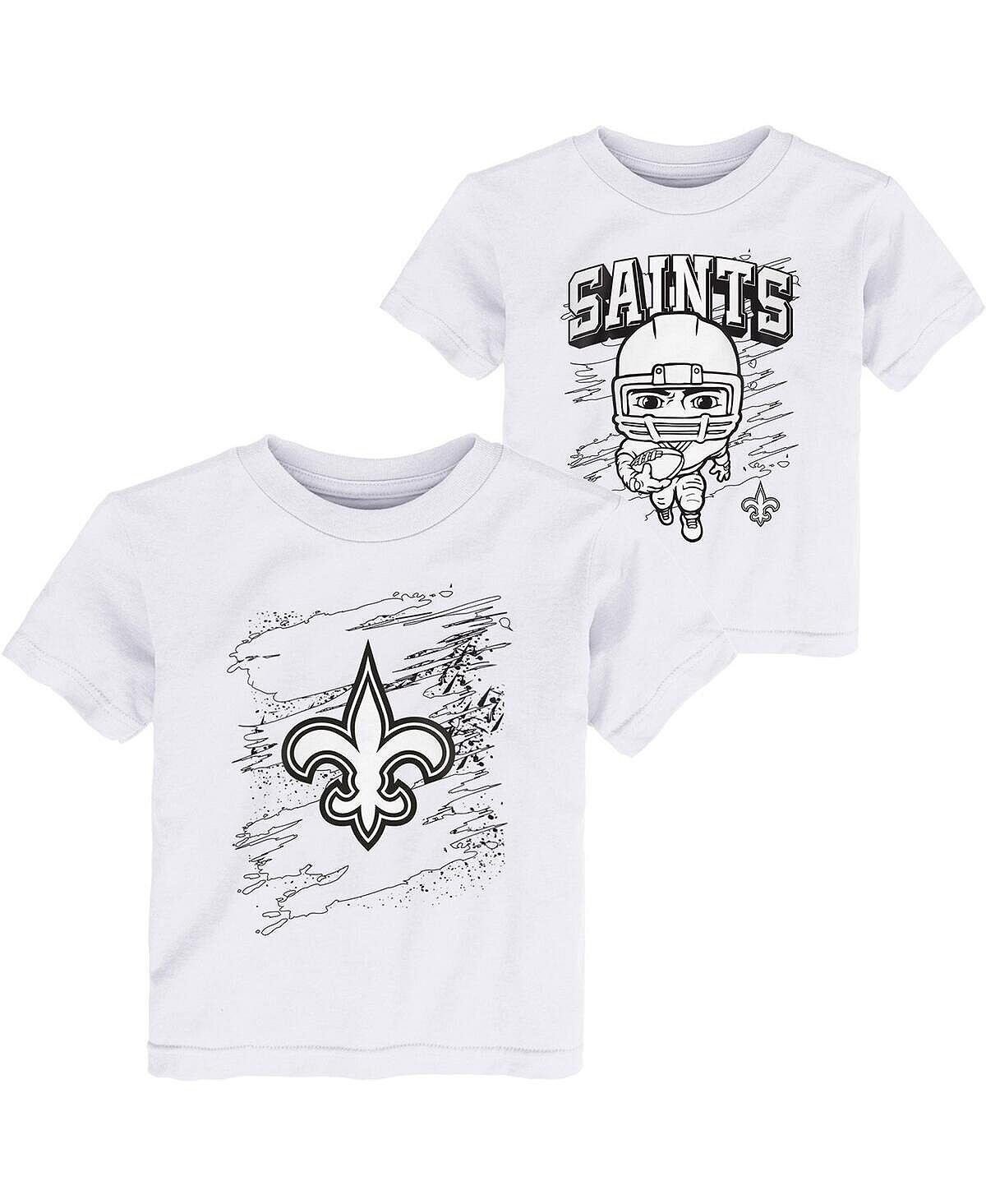 

Набор из двух белых футболок с раскраской New Orleans Saints для мальчиков для маленьких мальчиков Outerstuff