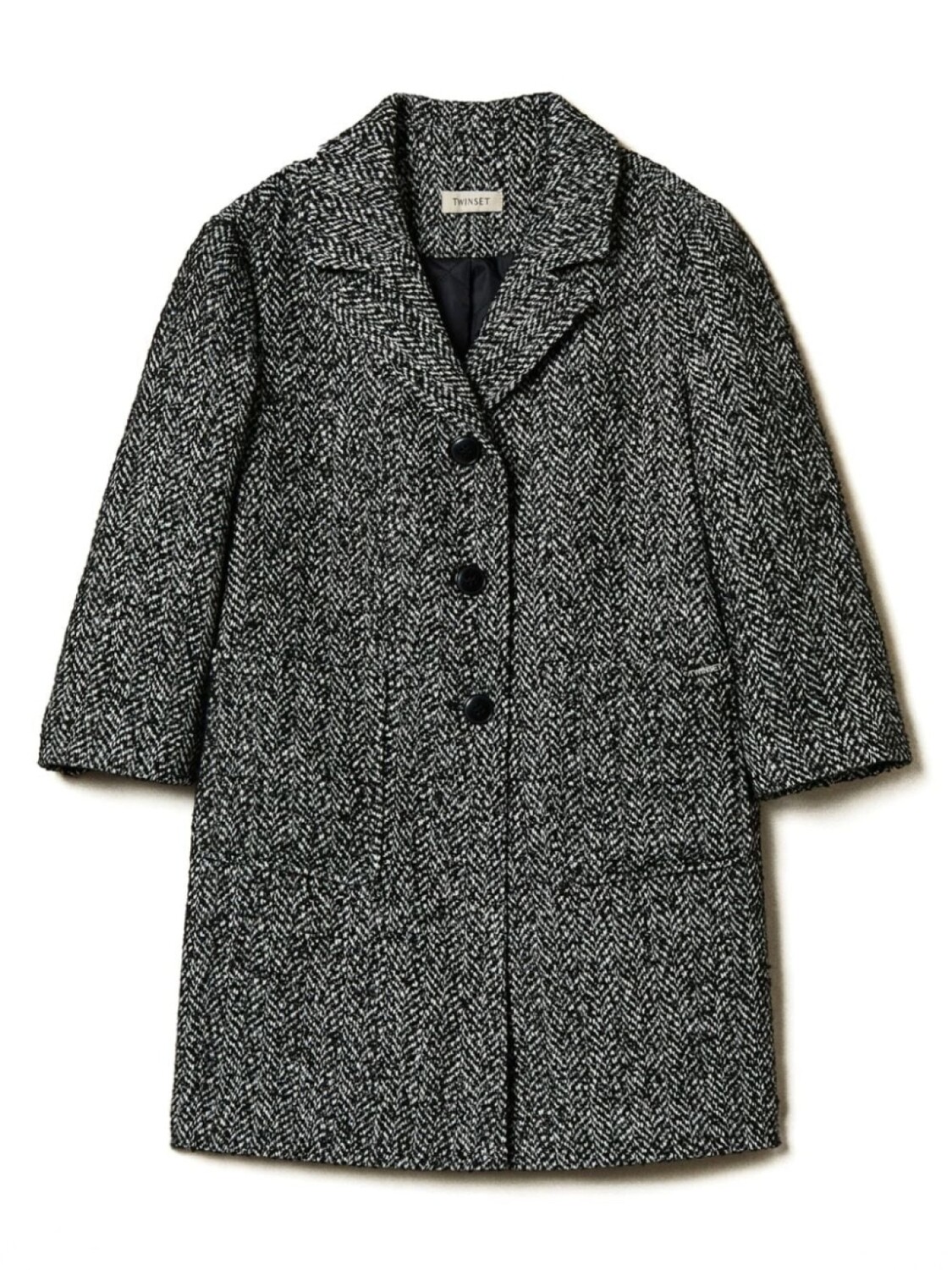 

TWINSET Детское трикотажное пальто с шевронным узором Twinset Kids, черный