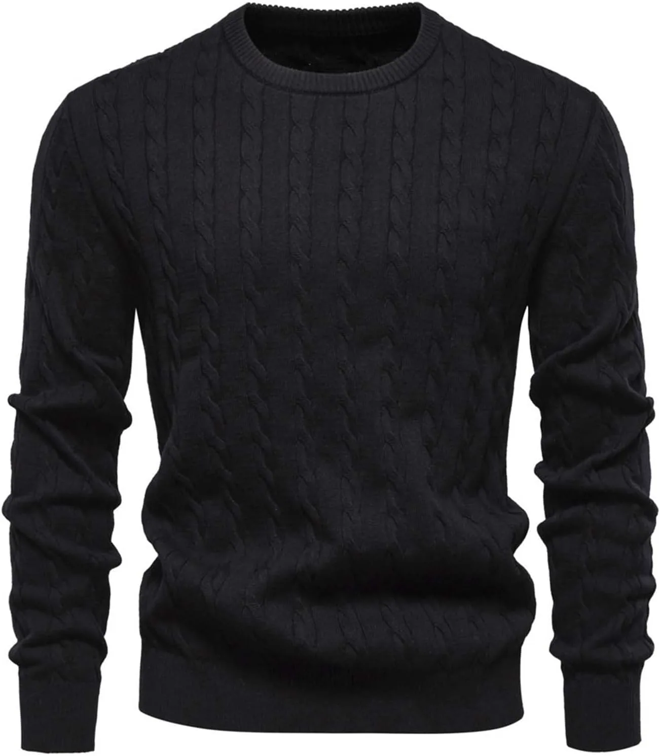 

Мужской свитер с узором "косичка" и воротником-гольф, Slim Fit, легкий