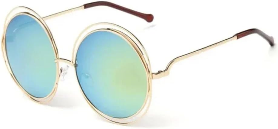 

Винтажные круглые солнцезащитные очки большого размера с крупными линзами и зеркальным покрытием для женщин, в металлической оправе, стильные женские солнцезащитные очки KTUCN, 11-gold-gold