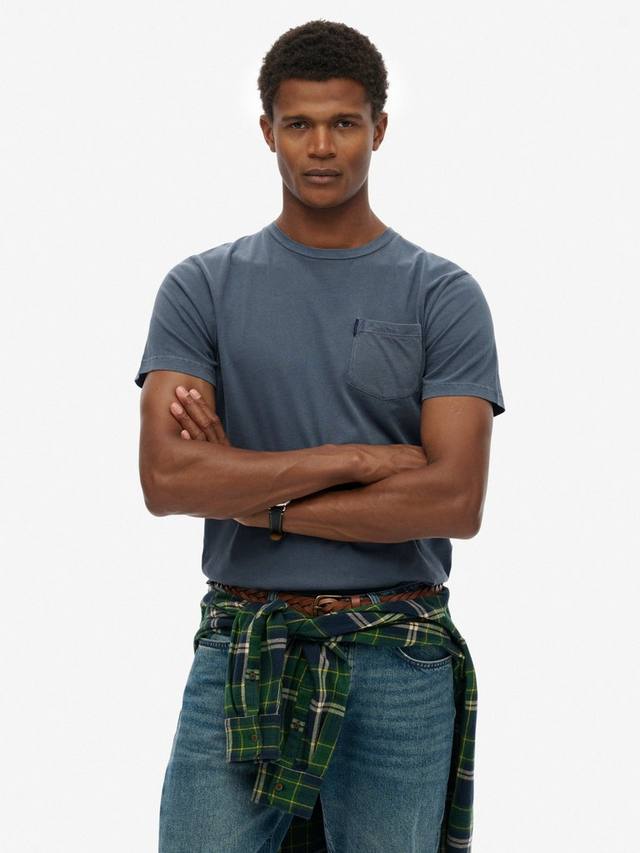 

Классическая хлопковая футболка Regular Fit с карманом Superdry, Washed Faded Navy