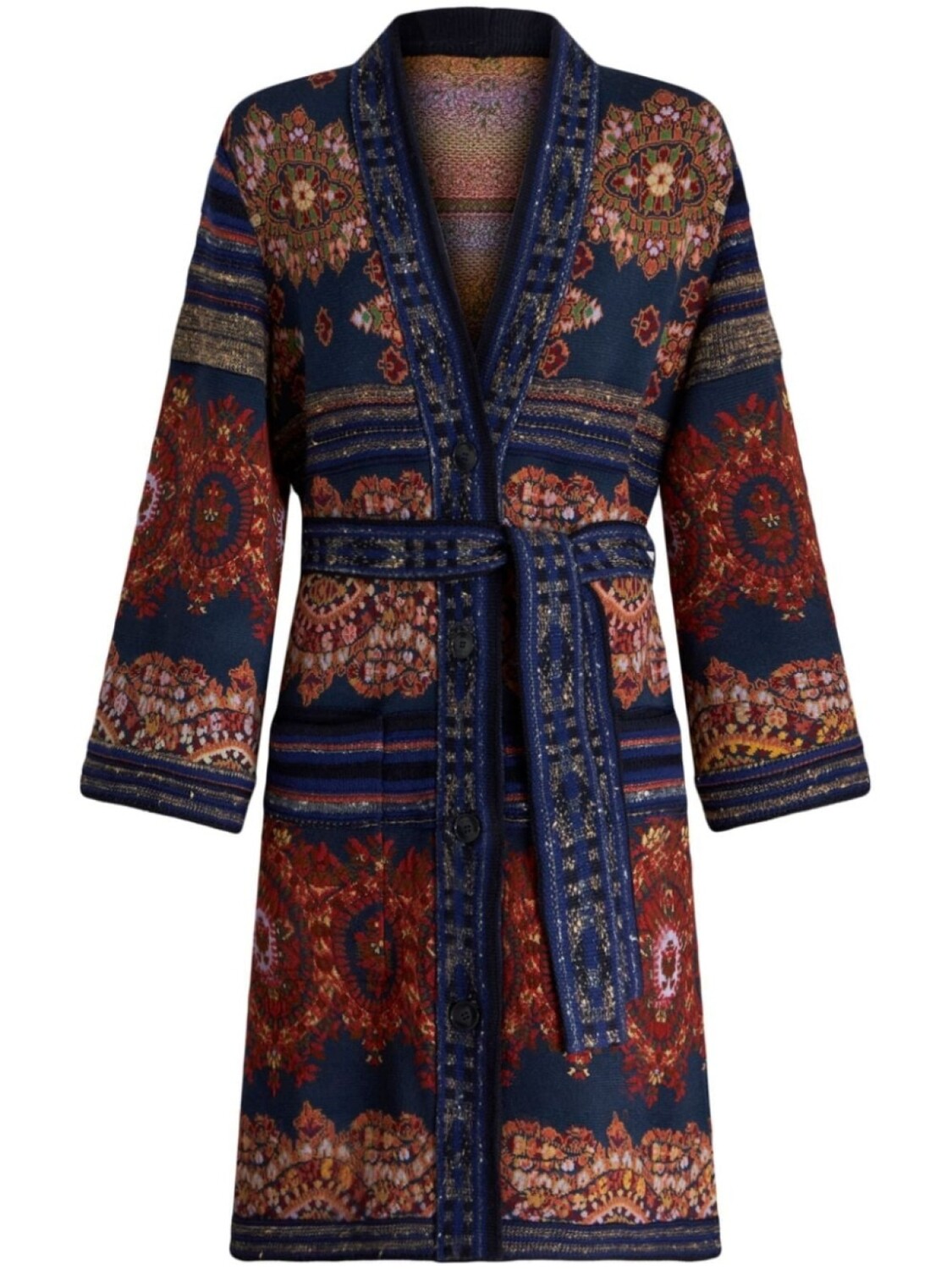 

ETRO тренч с поясом и принтом пейсли, синий