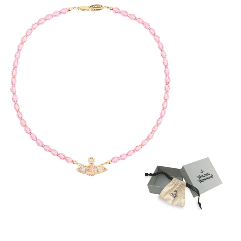 

Vivienne Westwood Браслет, кристалл Saturn бисерное ожерелье Women's персиковый розовый Diamond/Gold