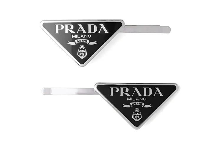 Заколки для волос с треугольным логотипом (набор из 2 шт) PRADA, черный