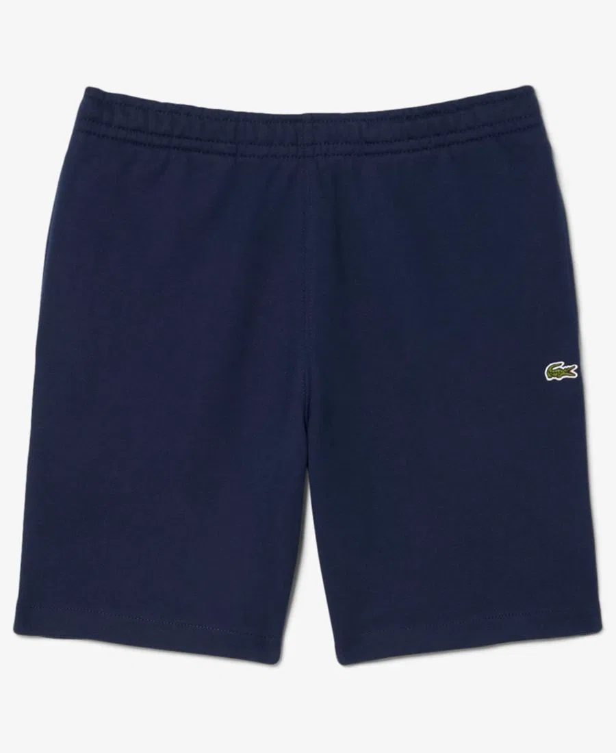 Мужские флисовые шорты прямого кроя с логотипом и полосками Lacoste, синий/темно-синий — фото 4