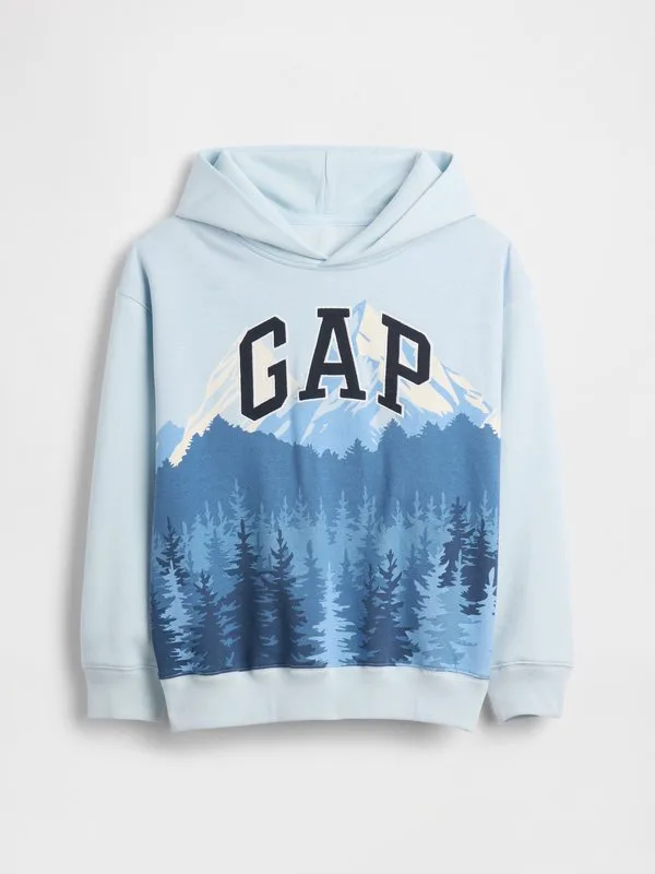 Детская толстовка с графическим логотипом Gap, Light Blue — фото 4