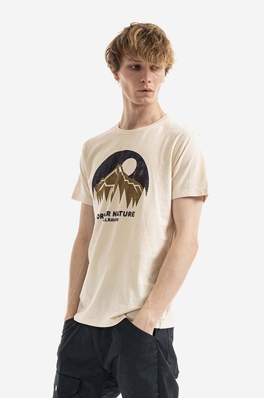 

Хлопковая футболка Fjallraven, бежевый