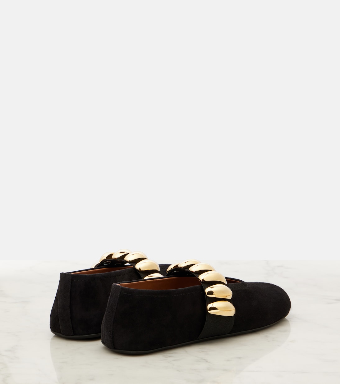 Балетки из замши с декором Alaïa, Noir (With Gold Metal) — фото 2