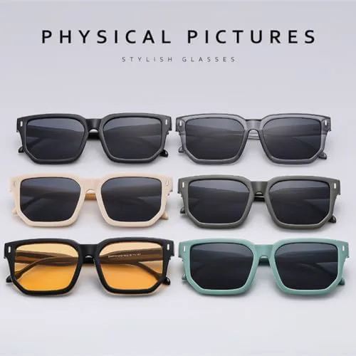 

Ретро популярные солнцезащитные очки в квадратной оправе с широкими дужками, большие очки с широкими линзами, очки для создания индивидуального образа MTZJH, Black