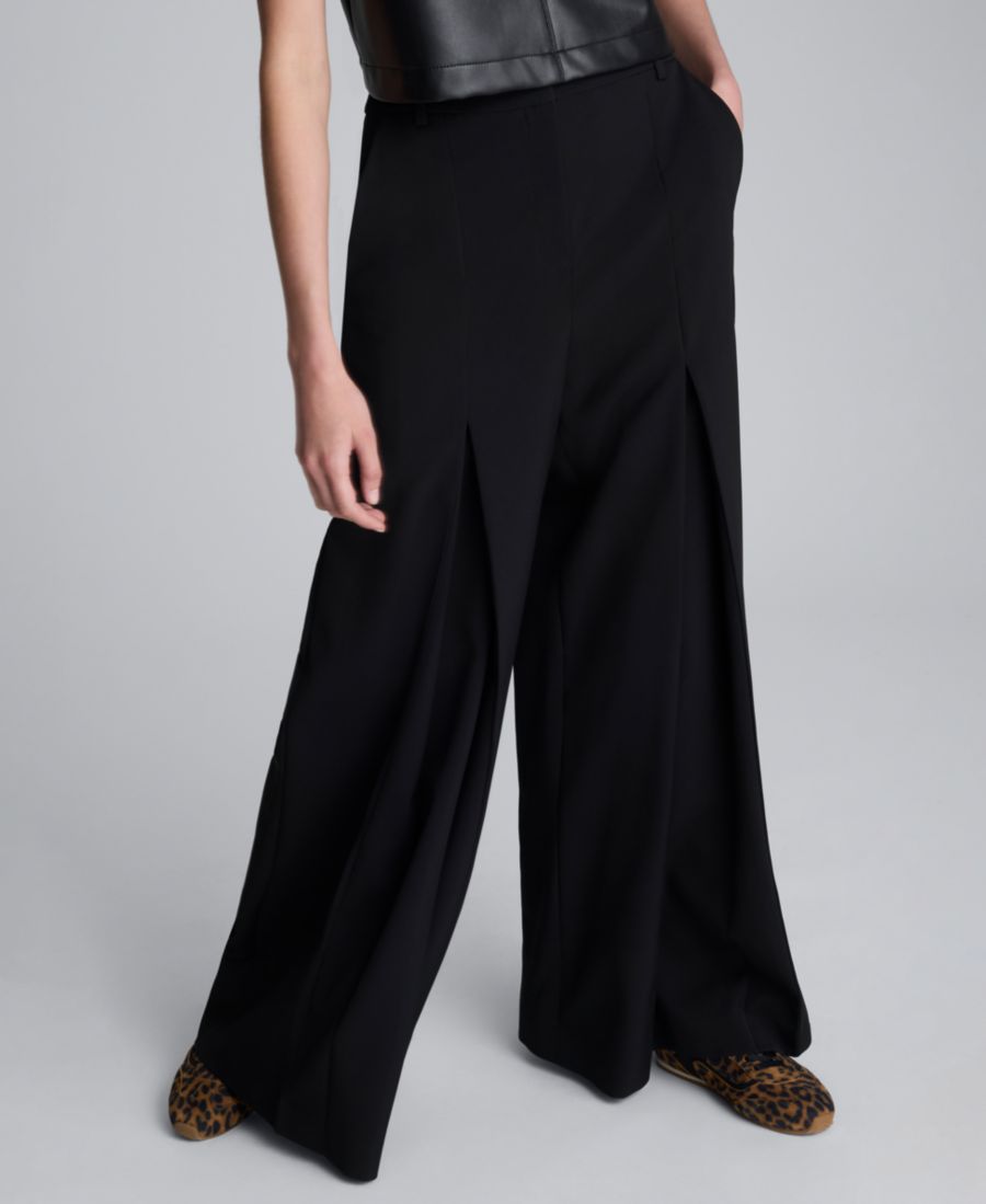 

Женские брюки с широкими штанинами и обратными складками Kenneth Cole, Black