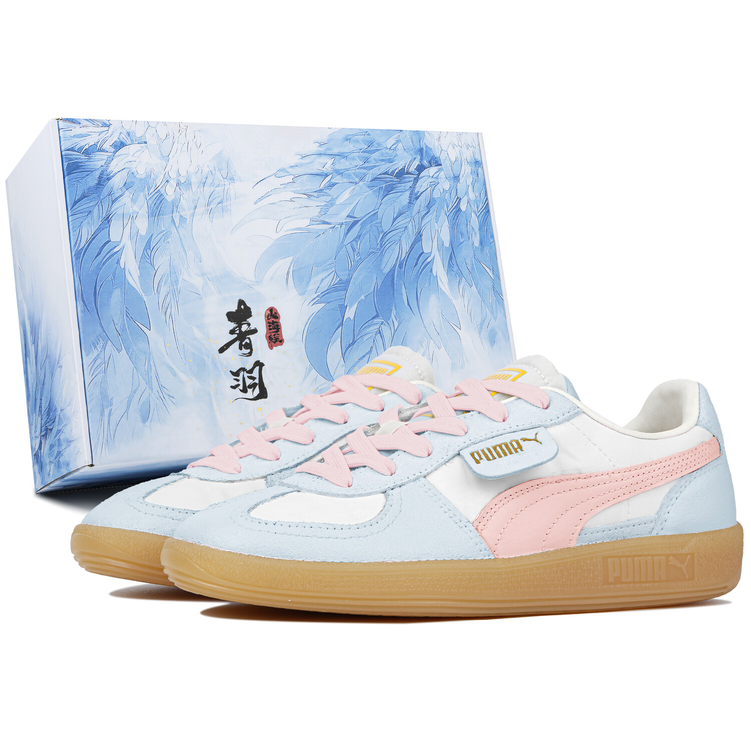 

Кроссовки Puma Palermo Skateboarding Shoes Unisex Low-top Blue/pink/white, синий/розовый