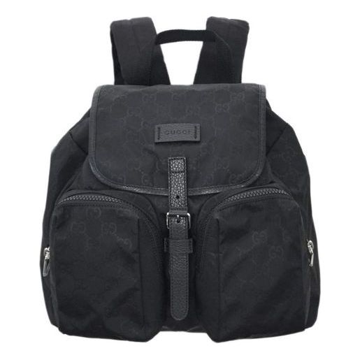 

Рюкзак Gucci Logo Leather Logo Nylon Schoolbag Backpack / Black 510343-X28AN-1000, черный