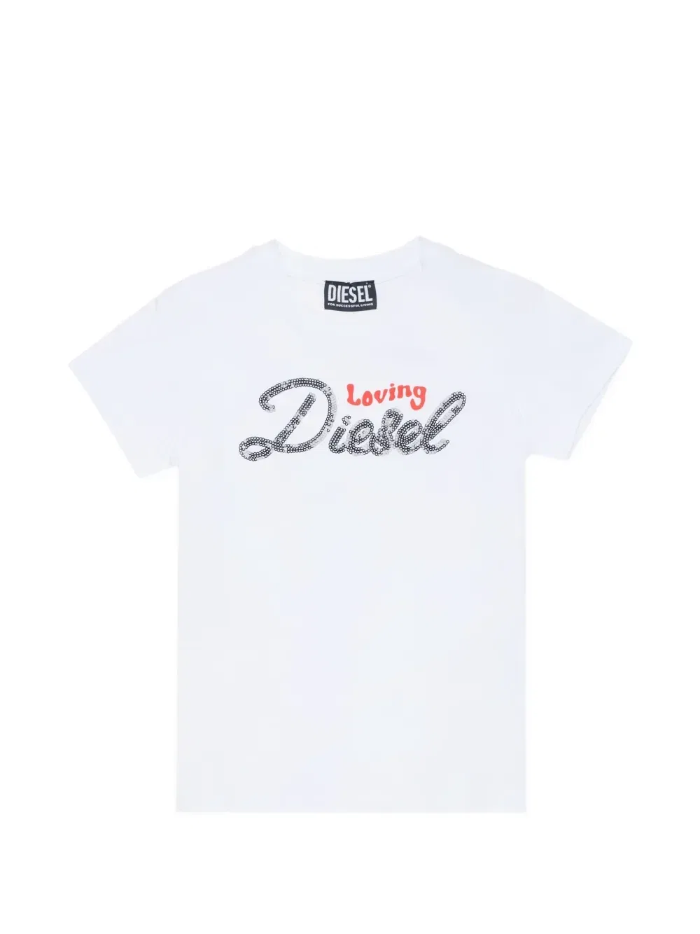 Футболка с пайетками Diesel Kids, белый