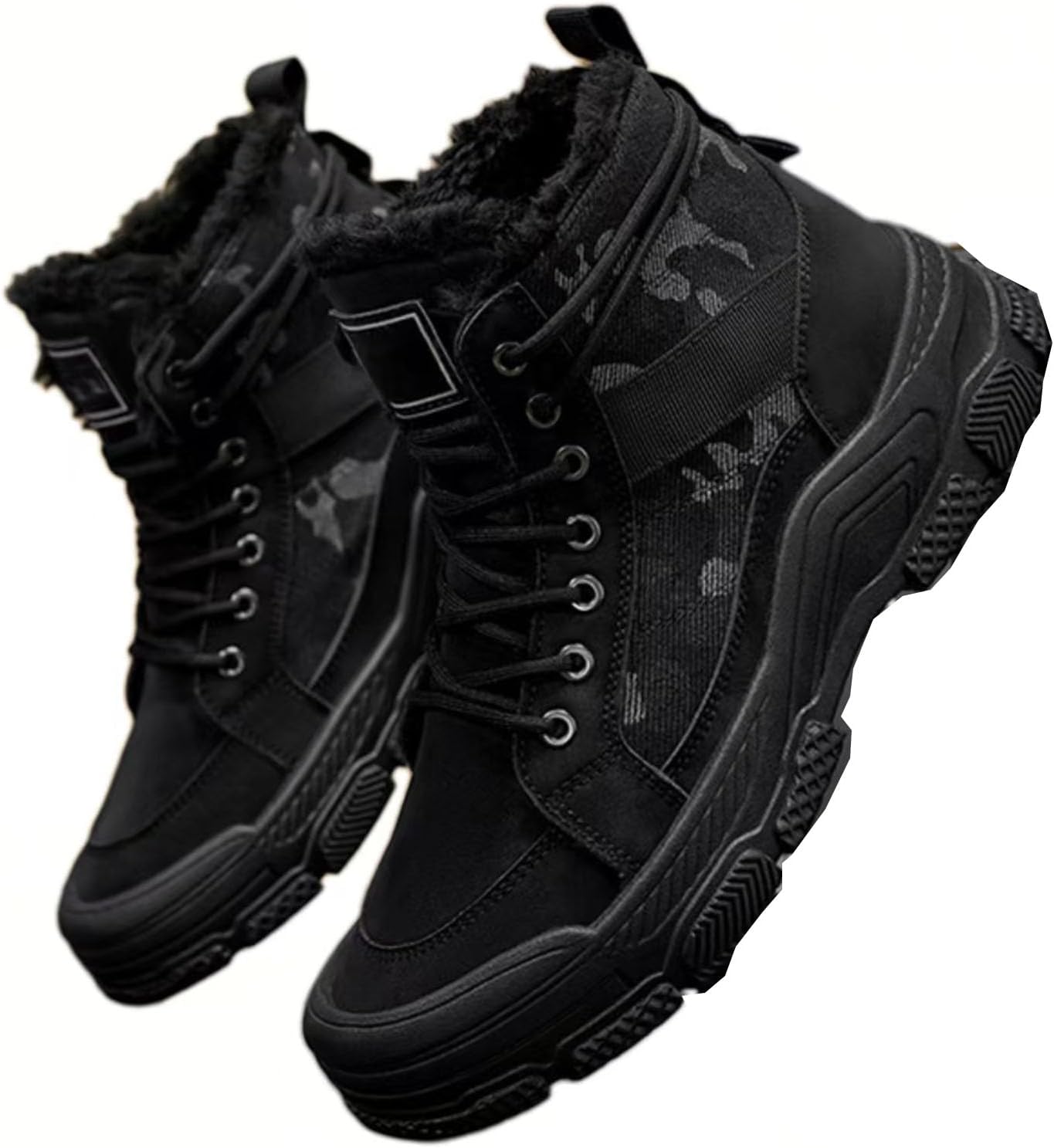 

Мужские ботинки для походов и работы, зимние снегоступы с противоскользящей подошвой, удобные теплые ботинки для активного отдыха на свежем воздухе Generic, черный