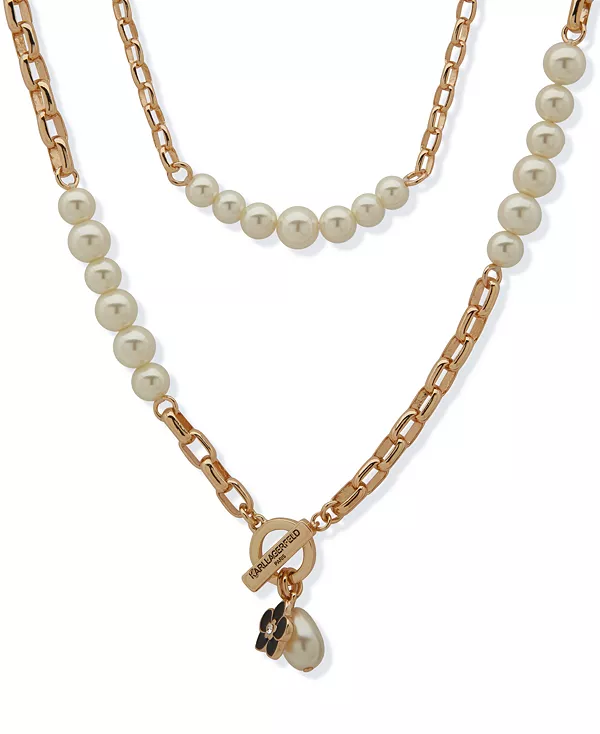 

Ожерелье «два в одном» из искусственного жемчуга Karl Lagerfeld Paris, gold/pearl