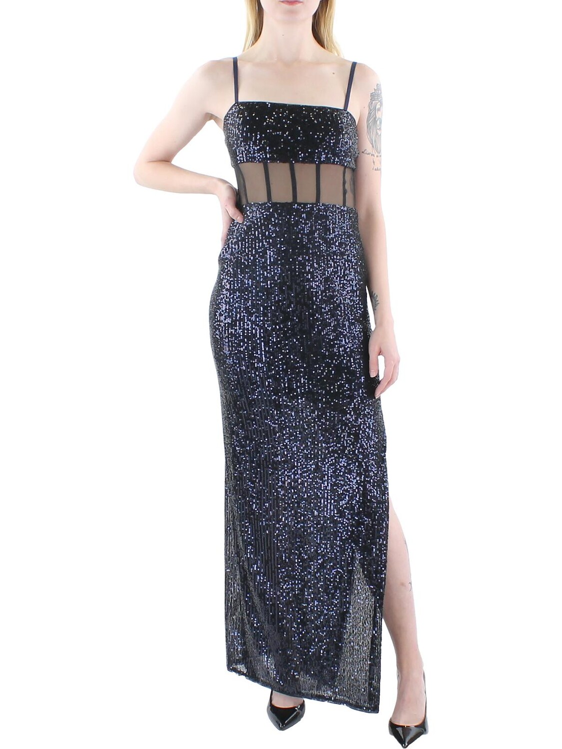 

Женское длинное вечернее платье с пайетками BCBGMAXAZRIA, цвет Dark Navy