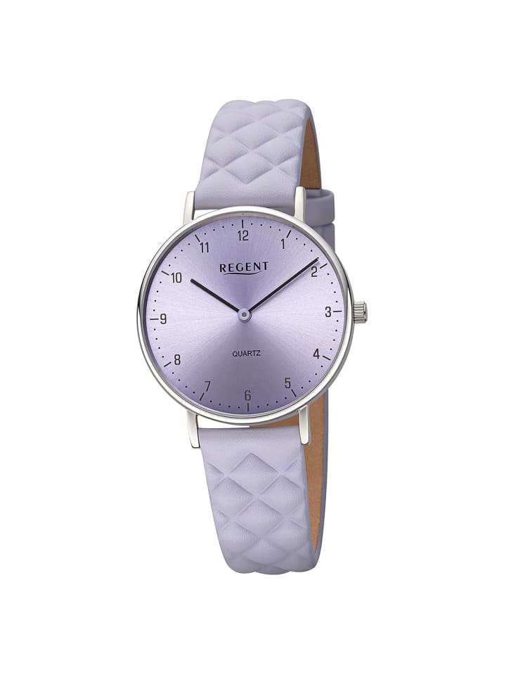 

Аналоговые наручные часы Regent, фиолетовые, средний размер (примерно 34 мм), кожаный ремешок