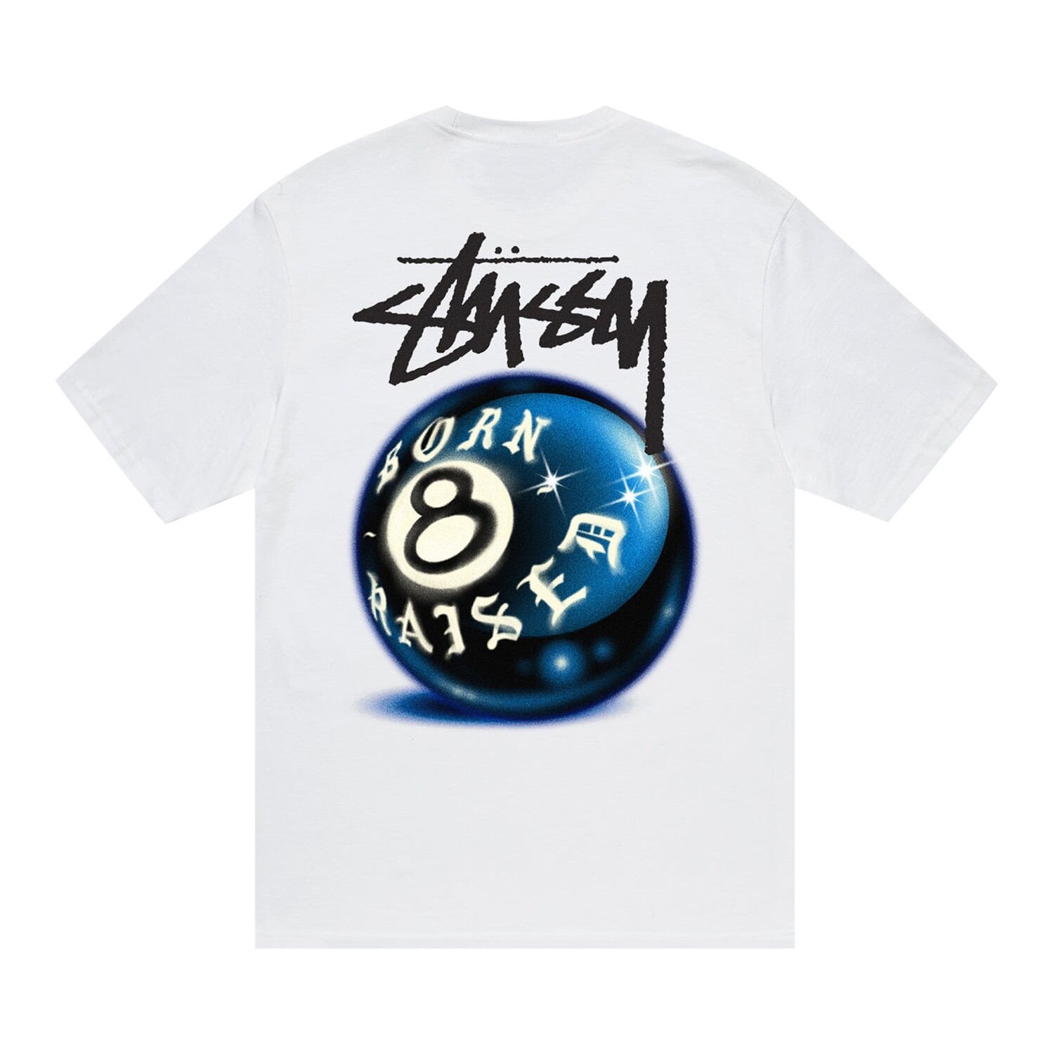 Футболка Stussy x Born X Raising 8 Ball, Белая — фото 2