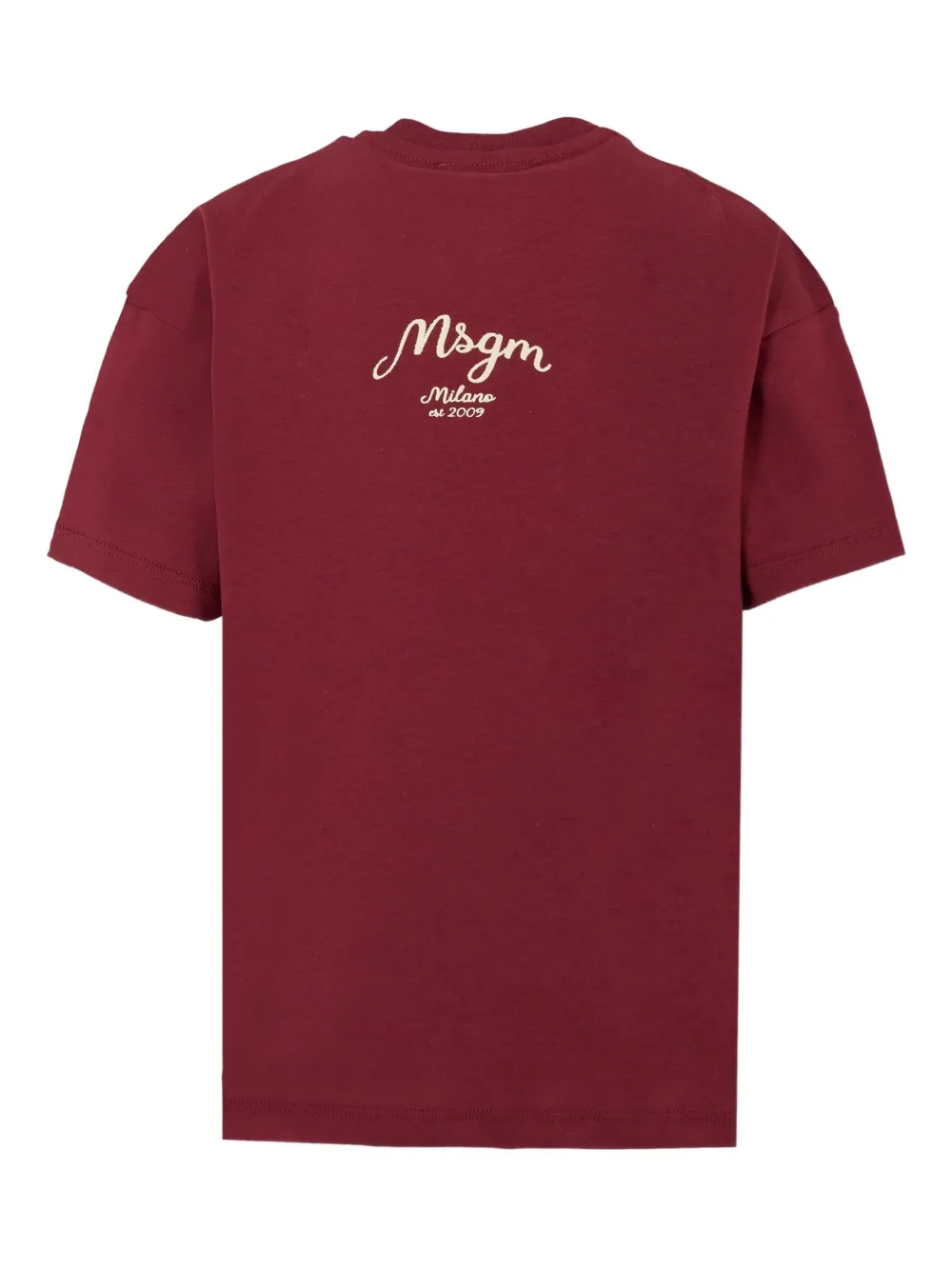 Хлопковая футболка с вышитым логотипом MSGM Kids, красный — фото 2