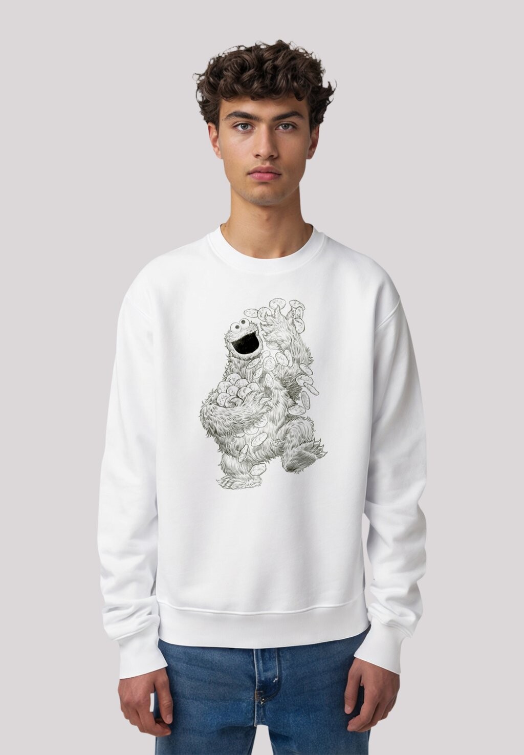 

Толстовка SESAMSTRASSE COOKIE MONSTER PENCIL DRAWING F4NT4STIC, белый