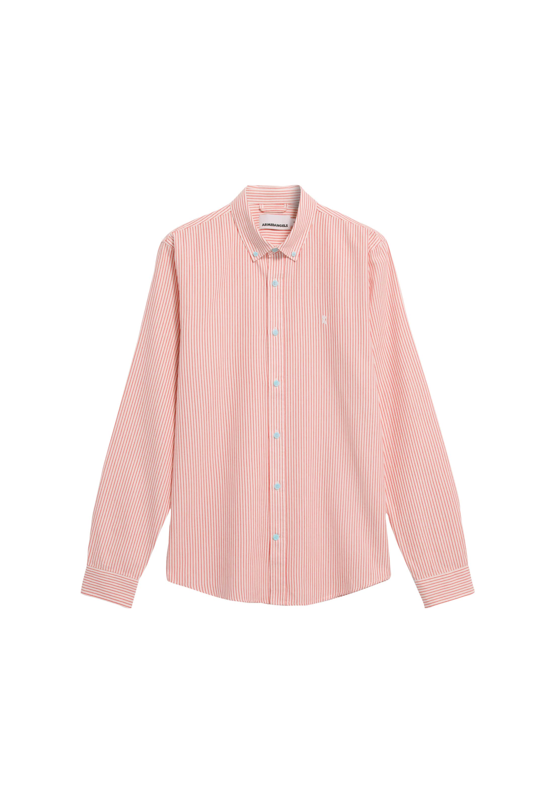

ARMEDANGELS Рубашка на пуговицах 'QUAASA' пастельно-красная, Regular fit