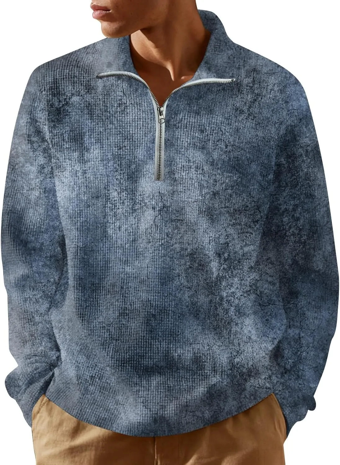 

Мужская футболка Henley с длинным рукавом и принтом тай-дай, M-3XL RTRDE