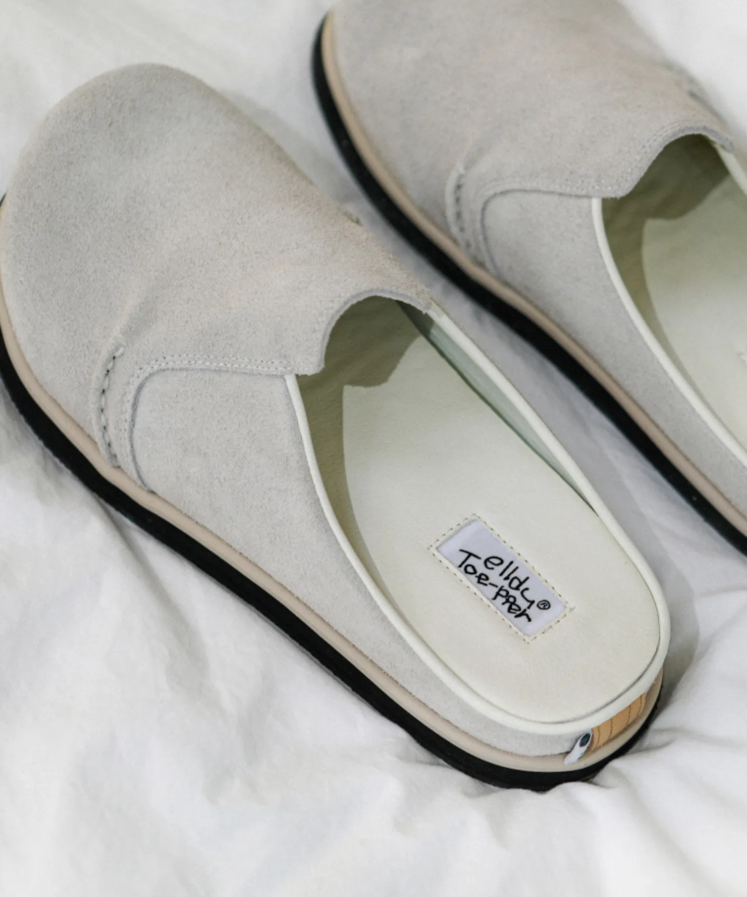 Унисекс сланцы из замши Elldu Toe-Pper бежевые — фото 2