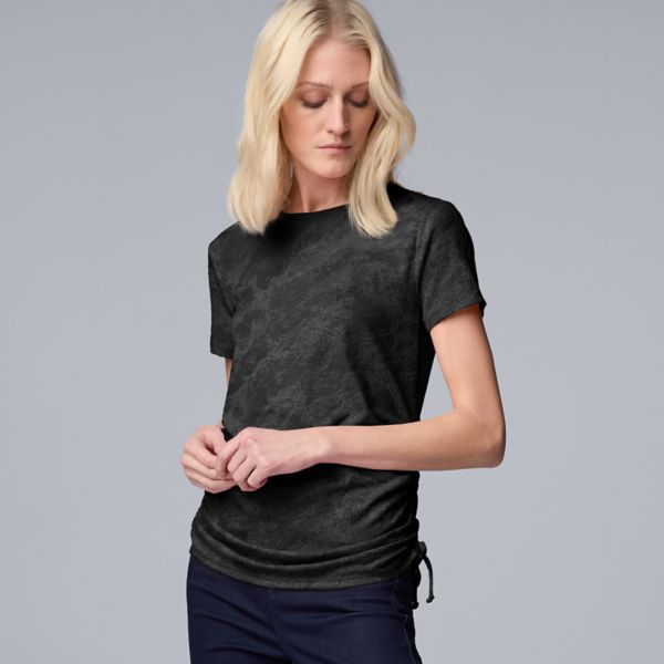 

Женский топ с боковыми сборками и короткими рукавами Simply Vera Vera Wang, цвет dark orbit heather