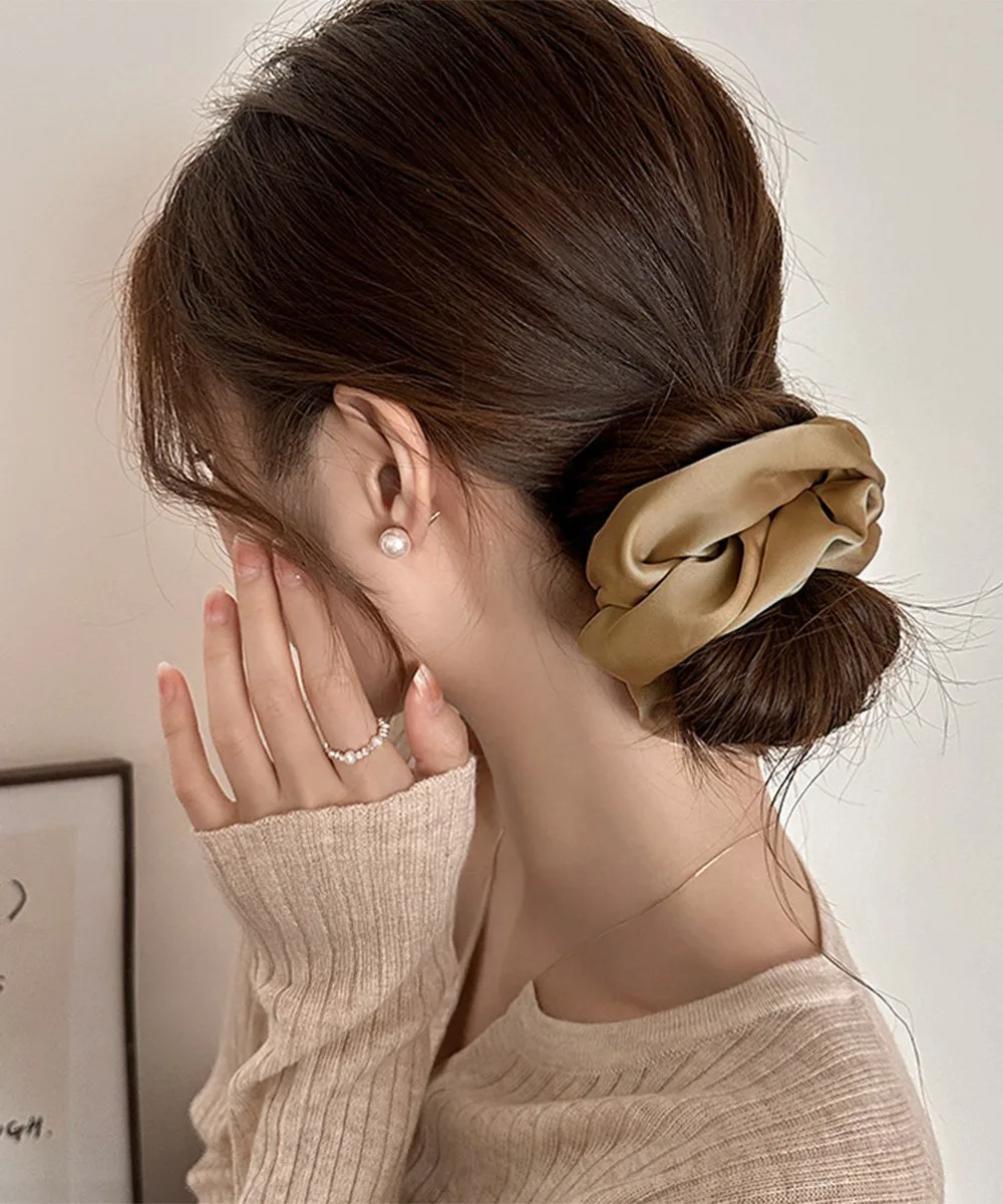 Атласная резинка для волос в корейском стиле, 6 однотонных цветов. Miniministore, Light brown