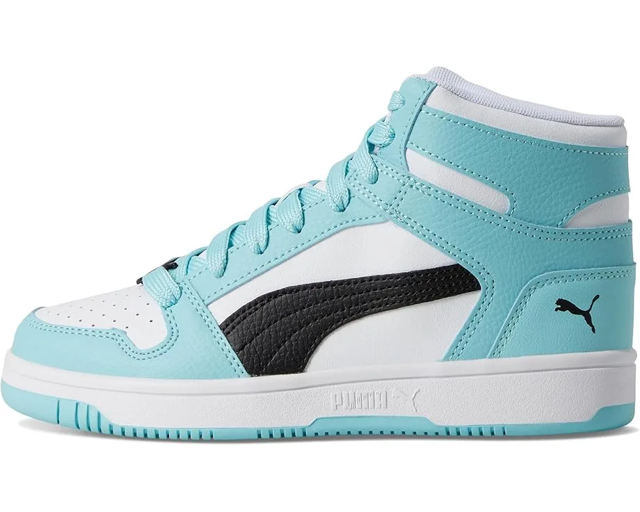 Кроссовки PUMA Kids Rebound Layup Mid (Big Kid), Puma White/Puma Black/Safe LakeSee Less — фото 4