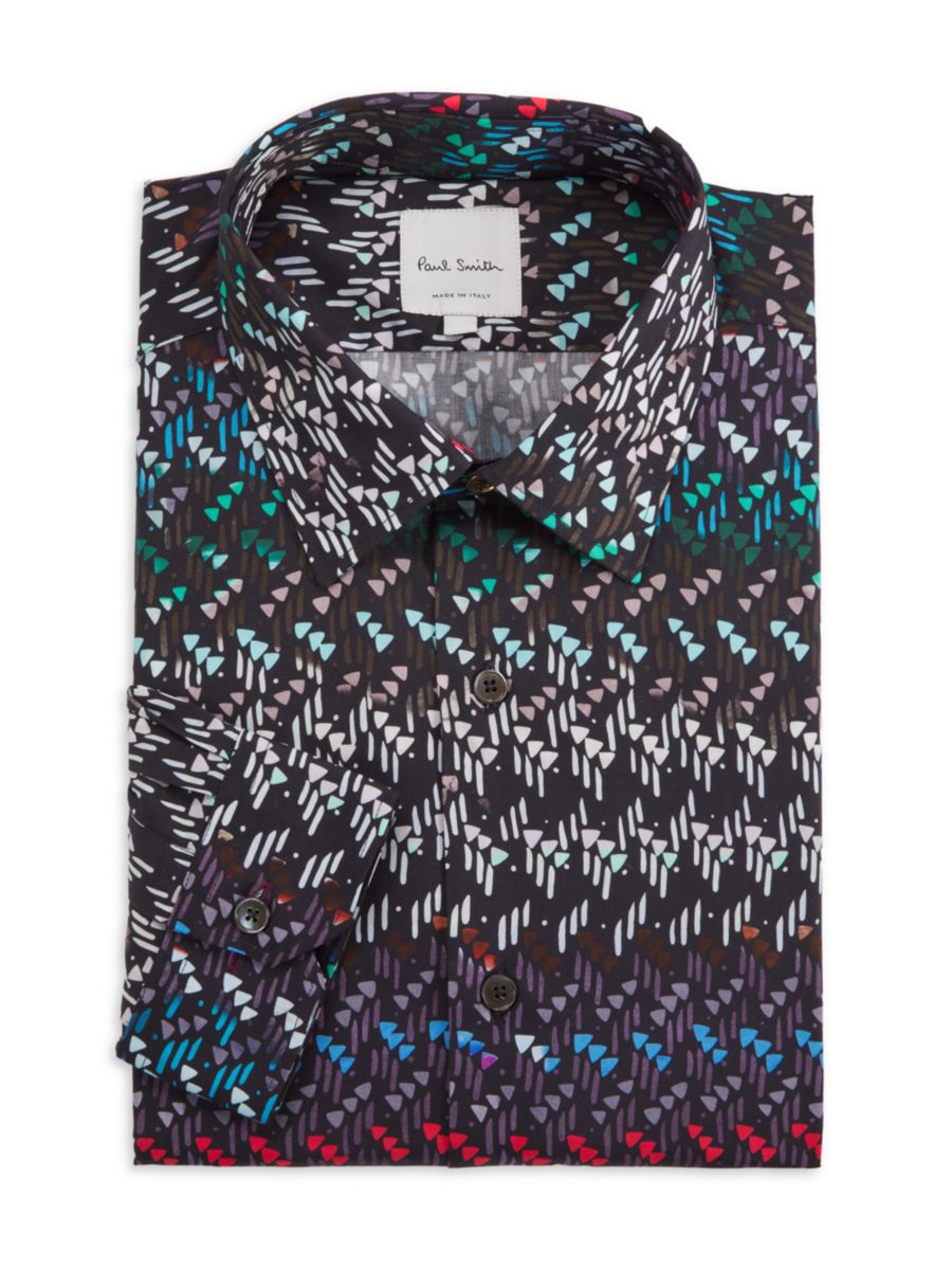 

Рубашка из хлопка с геометрическим принтом, супероблегающая Paul Smith, цвет Dark Navy