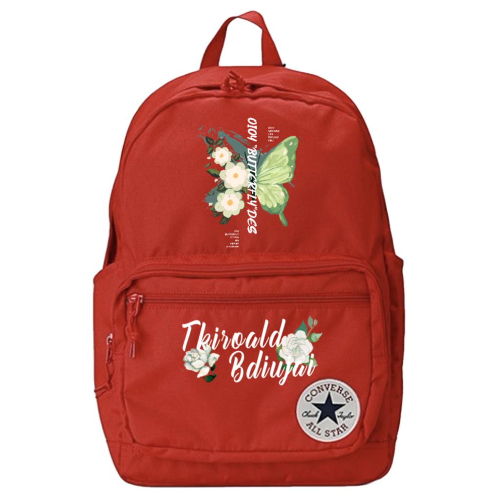 

Converse Полиэстеровый рюкзак обычный унисекс красный, Floral Butterfly