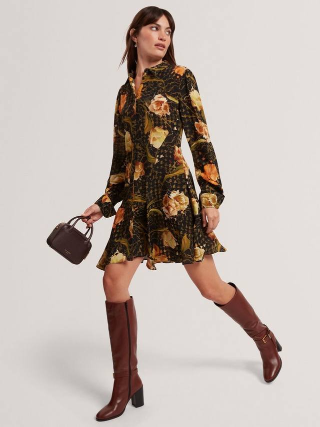 

Indivia мини-платье с длинным рукавом и цветочным принтом Ted Baker